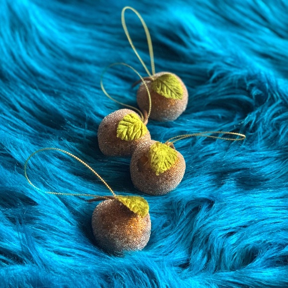 For 3/$45 ⭐️ Sugar Beaded Frosted Mini Gold Apple Ornaments - Picture 1 of 4